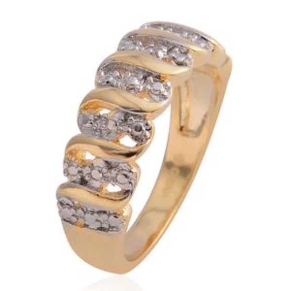 Diamond Accent Goldtone and Silvertone Band Ring - Picture 3 of 6